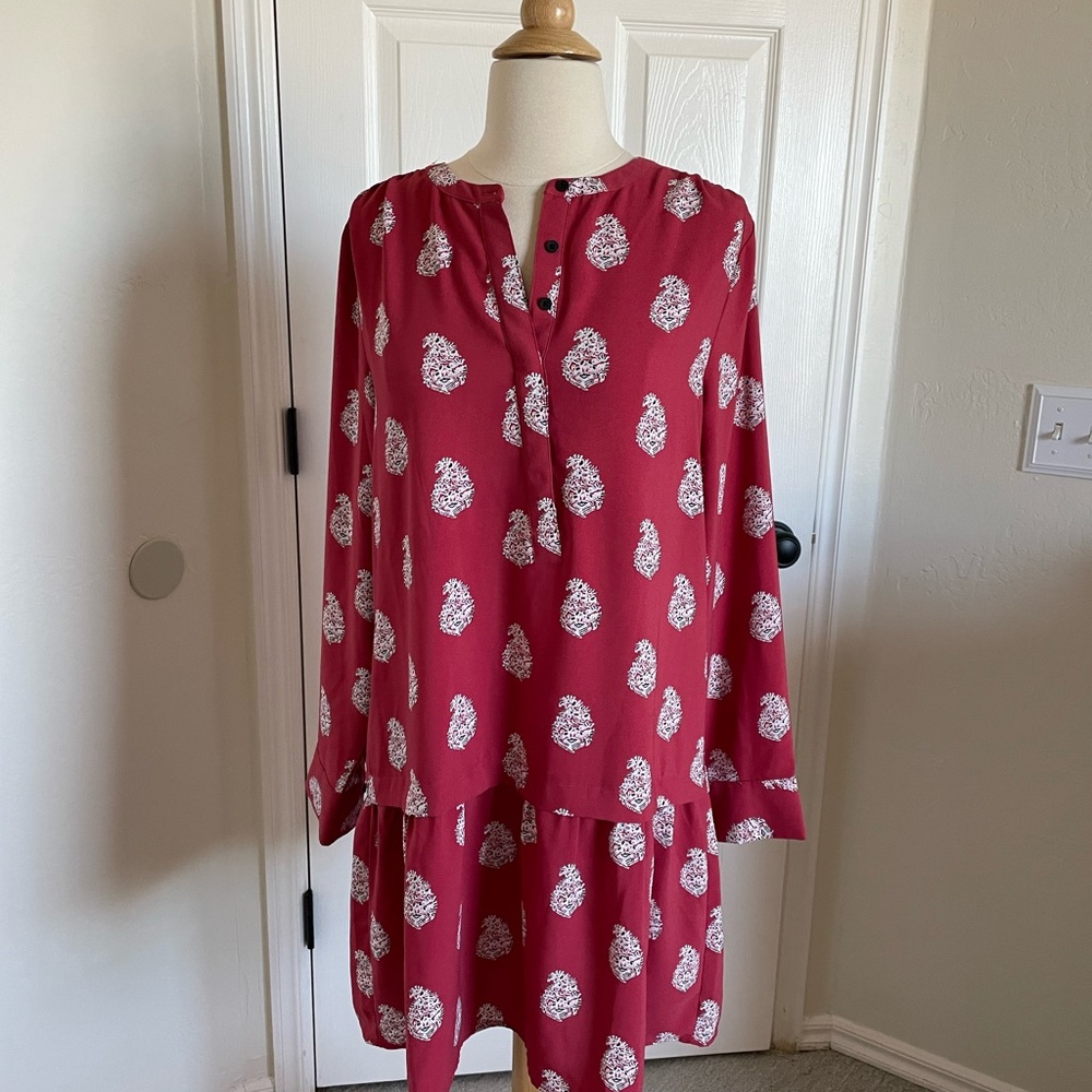 LOFT Red Drop Waist Dress M
